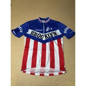 Vintage Campagnolo Brooklyn Cycling Jersey Large Red White And Blue Short Sleeve